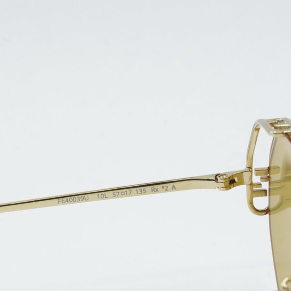 Fendi FE40039U 10L Sunglasses Gold Geometric Frame, Yellow Mirror Lenses main image 6